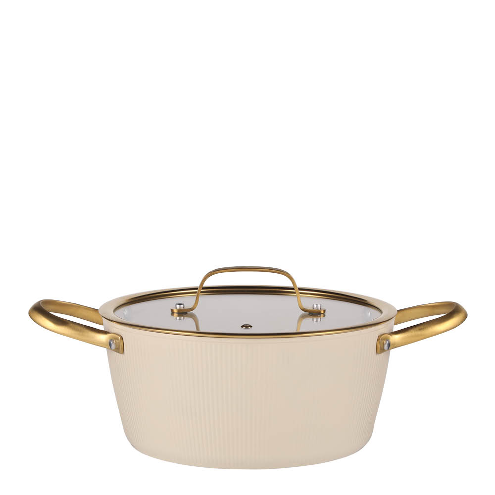Maku Kitchen Life Kasserolle med glasslokk 4,4L 24 cm beige