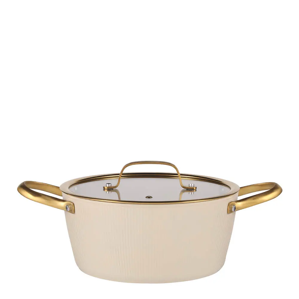 Kasserolle med glasslokk 4,4L 24 cm beige