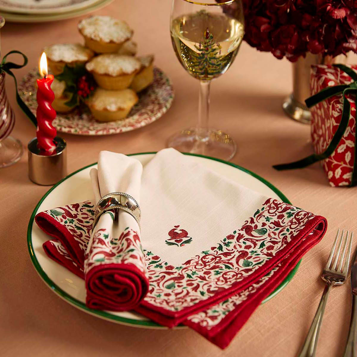 Spode Christmas Tree Yuletide tygservett 2-pack