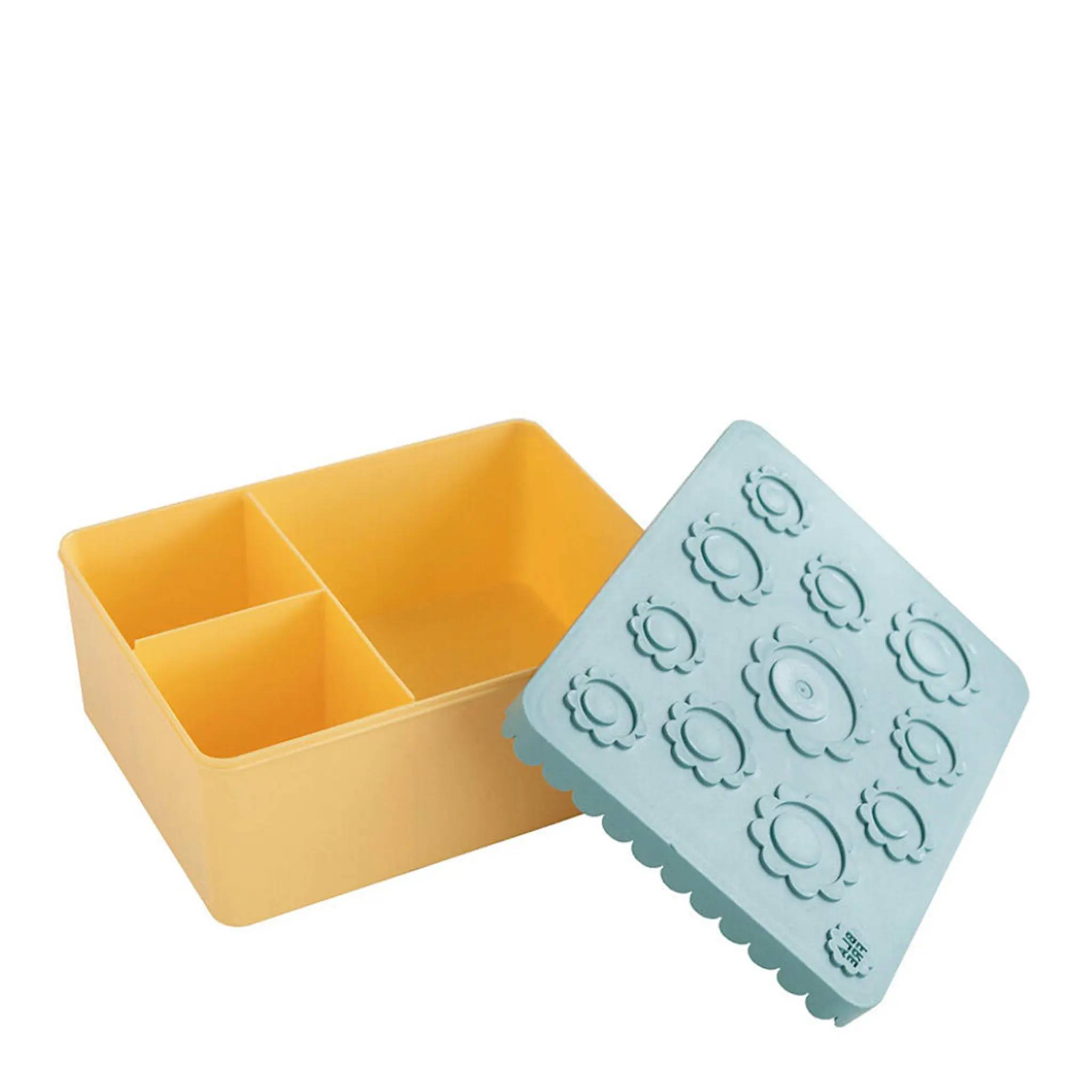 Blafre Blomma matlåda plast tre fack 14x19 cm blågrön/ljusgul
