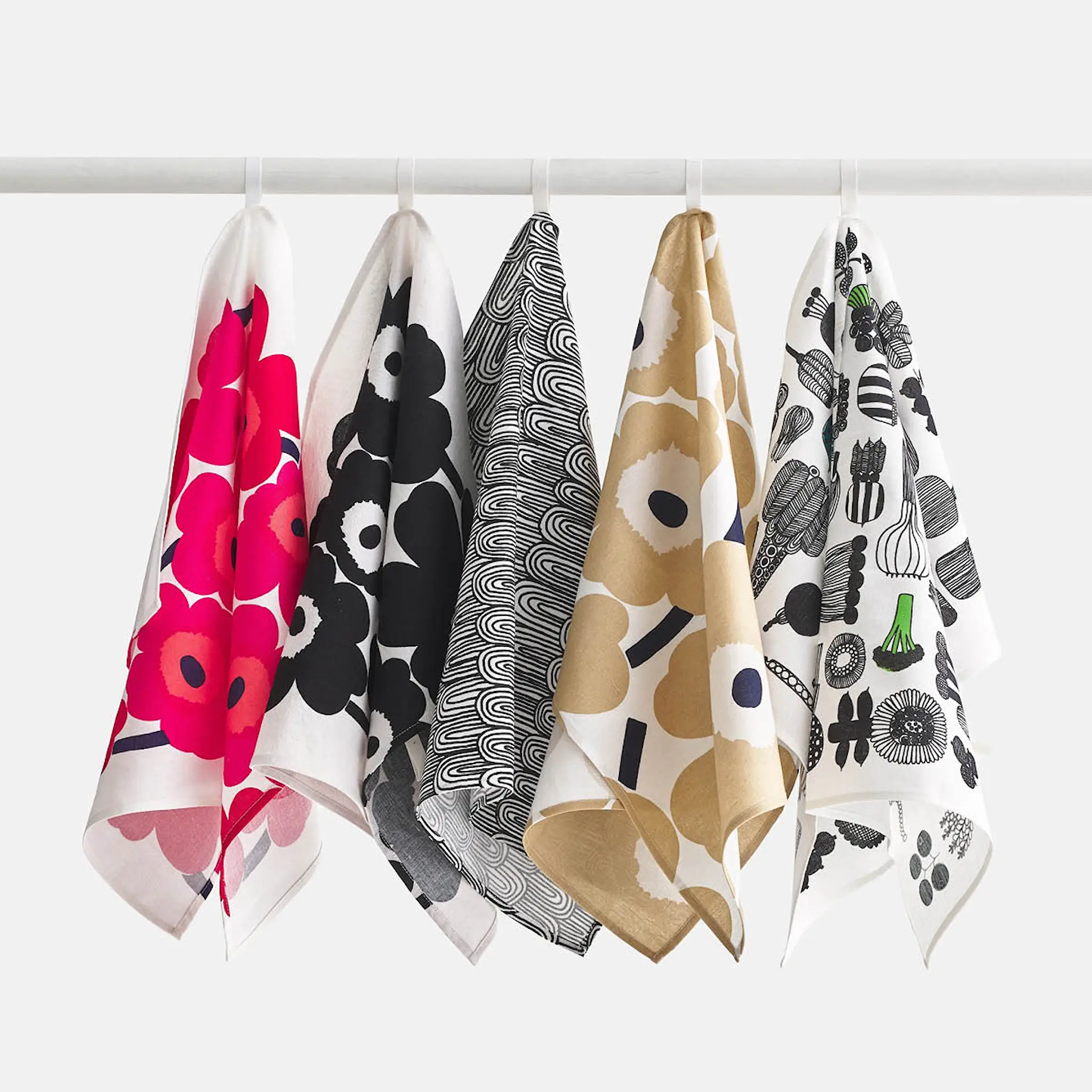 Marimekko Unikko Keittiöpyyhe 47x70 cm 2 kpl Valkoinen/Punainen