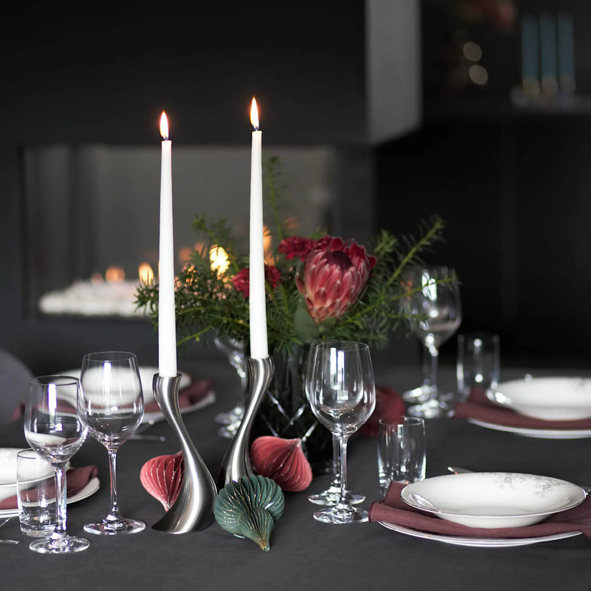 Georg Jensen Cobra Kynttilänjalka 20 cm 2 kpl