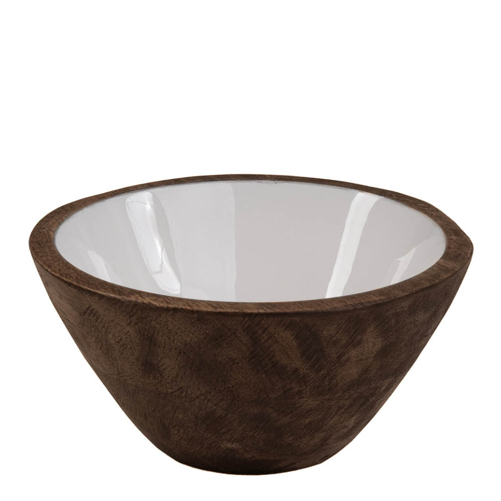 Sögne Home Skål 15,4 cm mangoträ rustic brown/vit