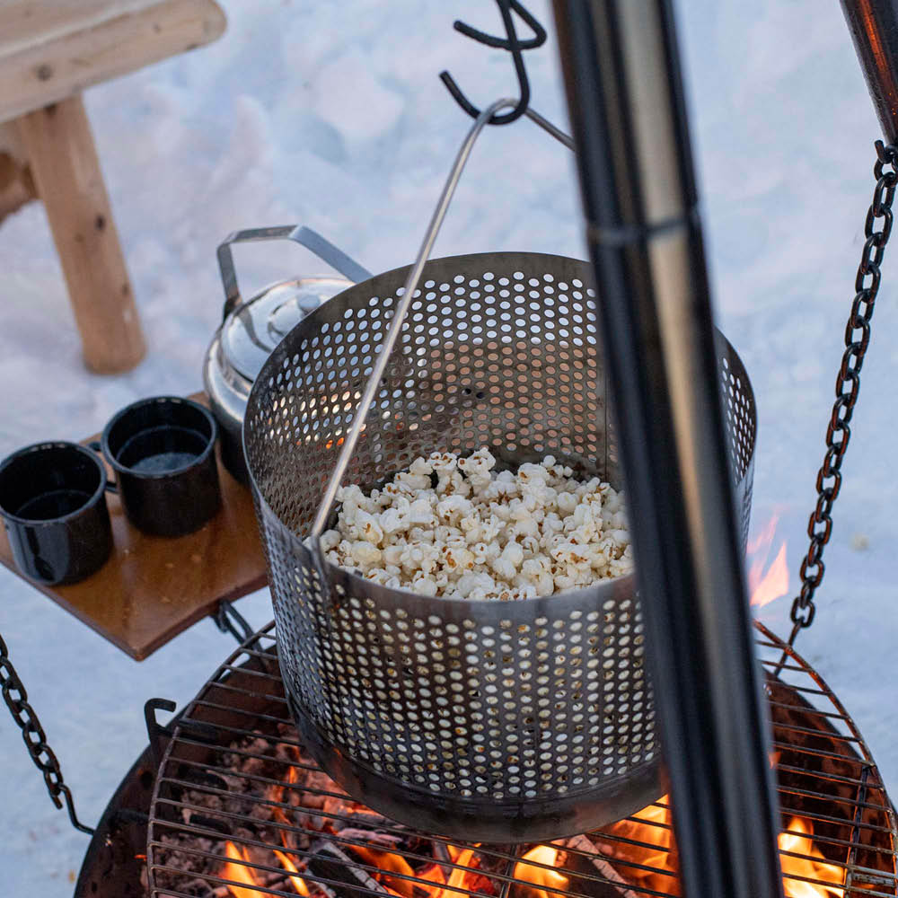 Espegard Popcorngryta för tillagning över eld 10 L rostfritt stål