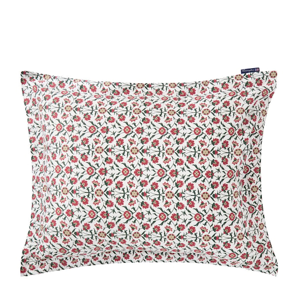 Örngott satin 50x60 cm blommig vit/röd/grön/beige