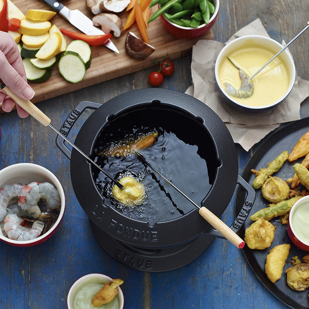 Staub Fondue -setti 1,1 L valurauta Musta