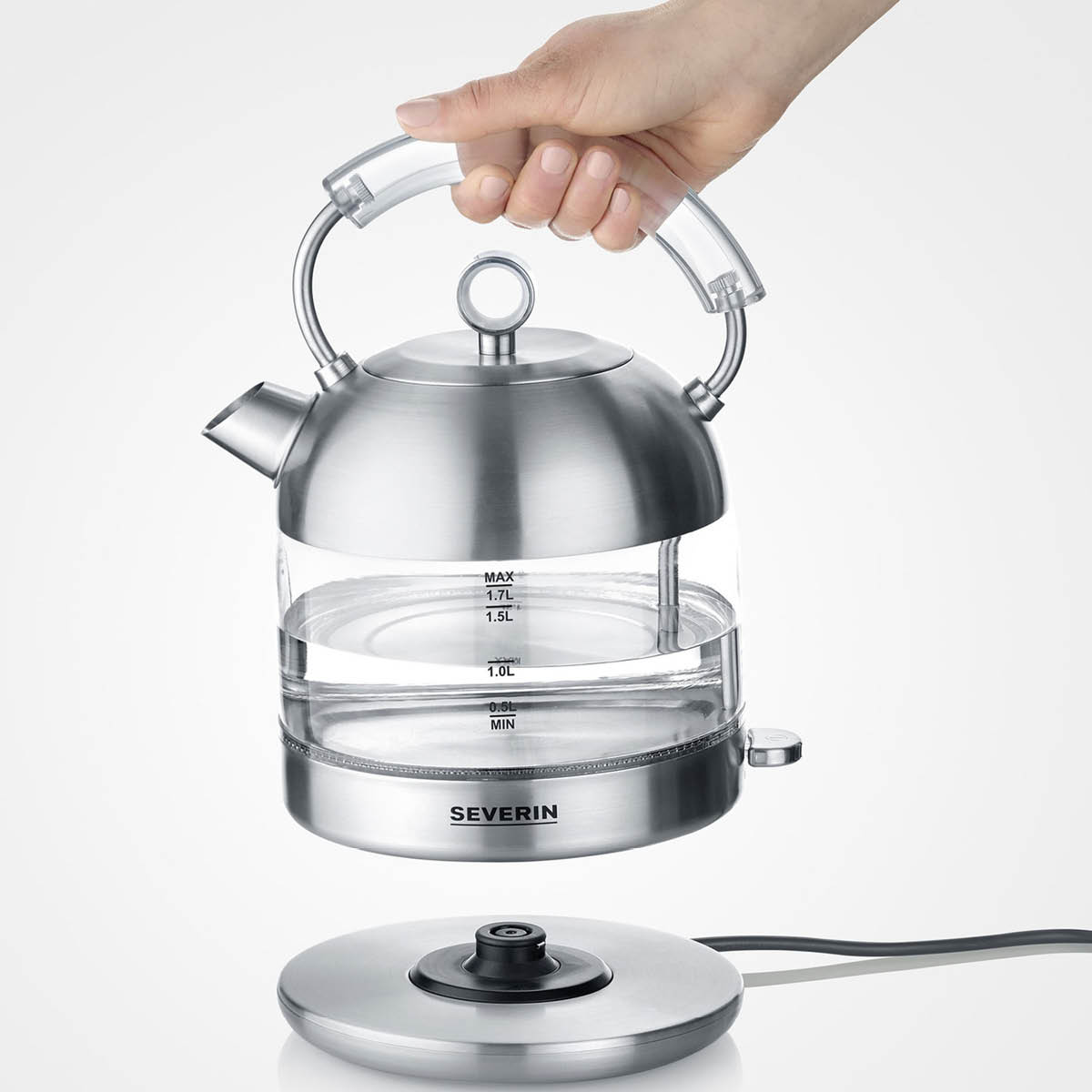 Severin Retro vattenkokare WK3459 1,7 L 2400W borstat stål/glas