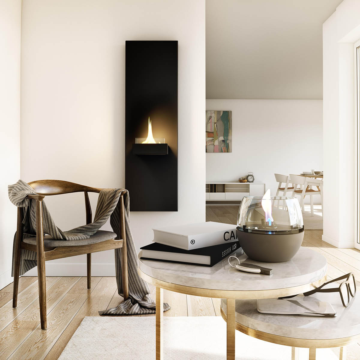 Tenderflame Rock Vägghängd Öppen Spis 90 0,5L Svart