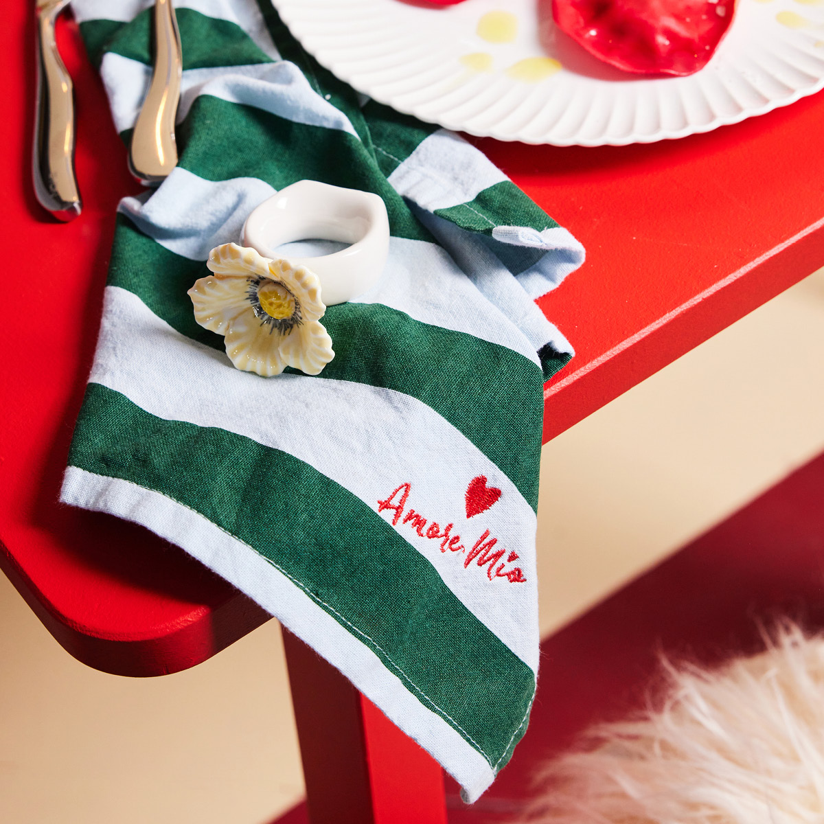 ByOn Love servett 45x45 cm 2-pack grön/ljusblå