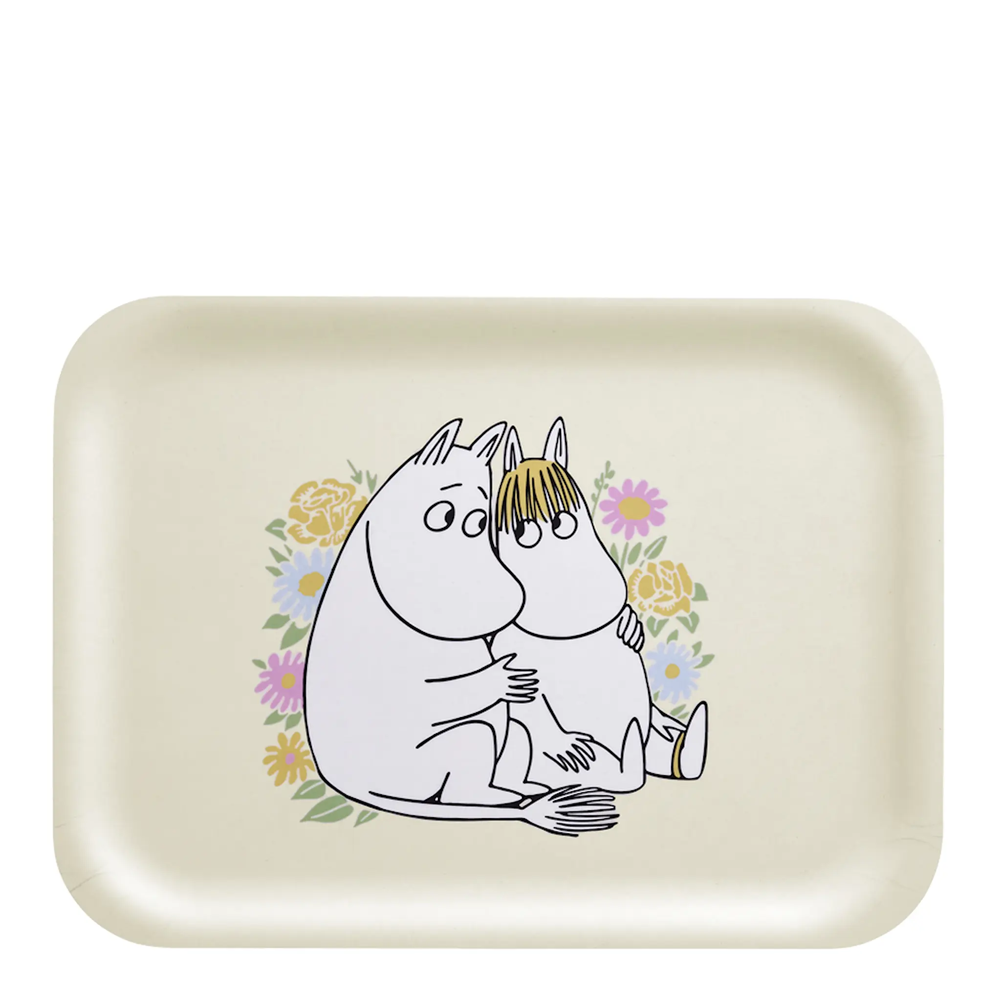 Muurla Mumin bricka 27x20 cm blommor beige