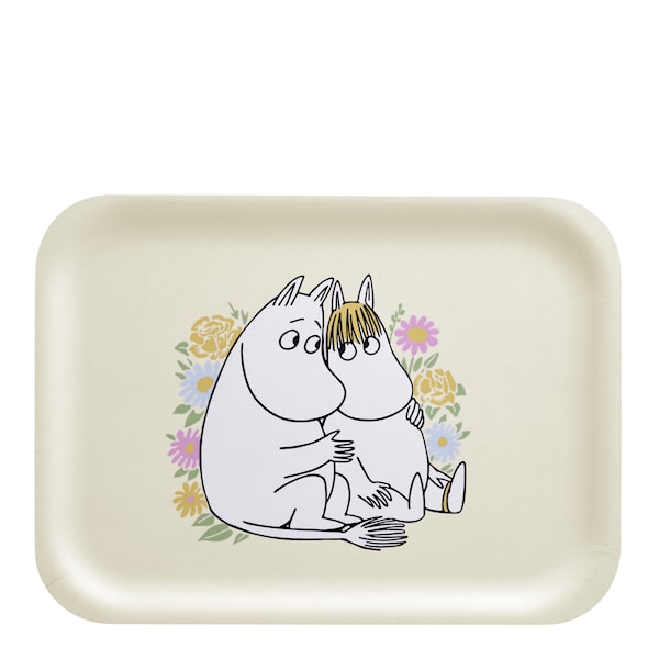 Mumin bricka 27x20 cm blommor beige