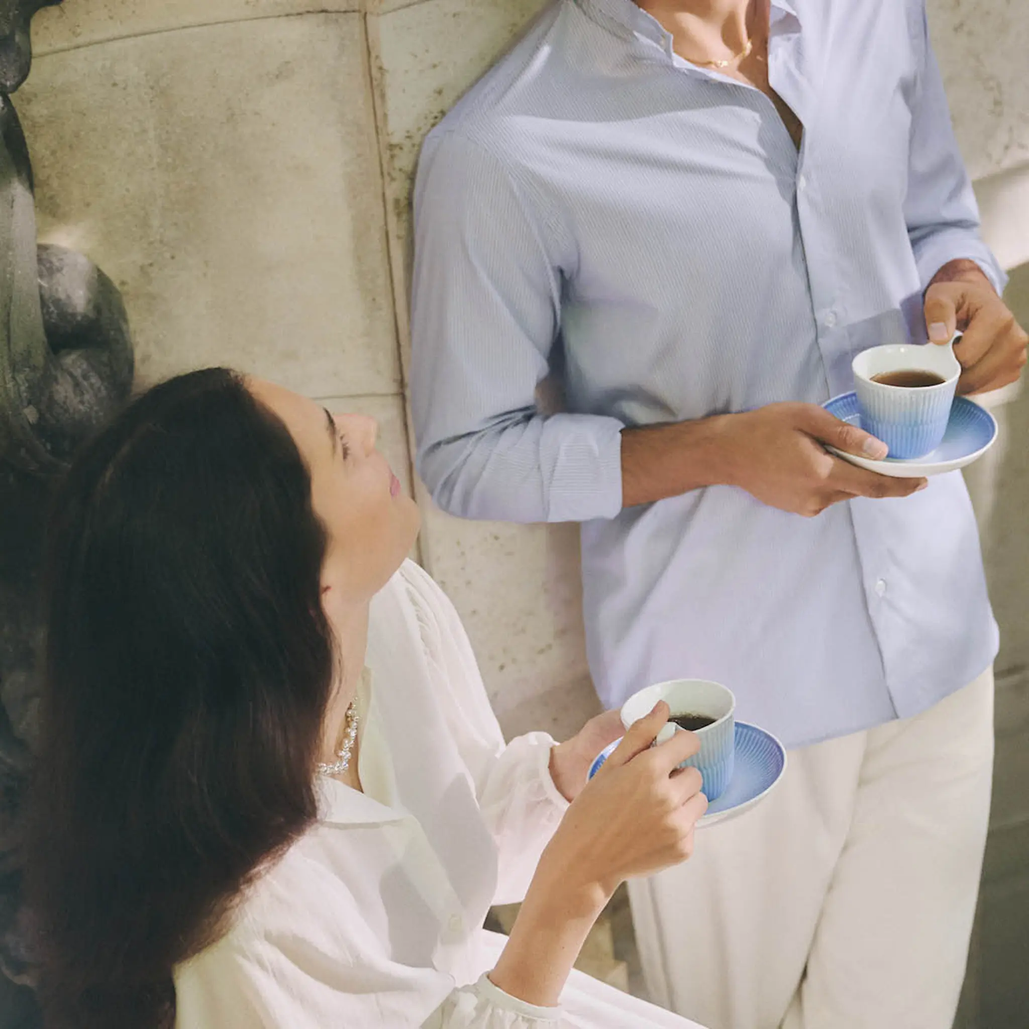 Royal Copenhagen Iris høyhankskopp og skål 25 cl blå