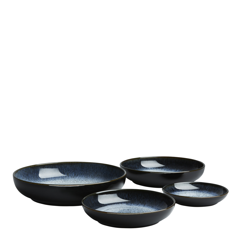Denby Halo serveringsskål 4 stk blå/svart