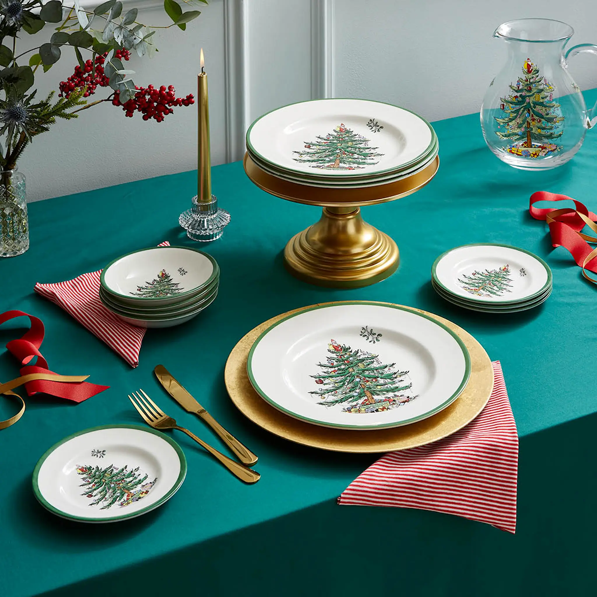 Spode Christmas Tree middagsservise 12 deler 4 personer