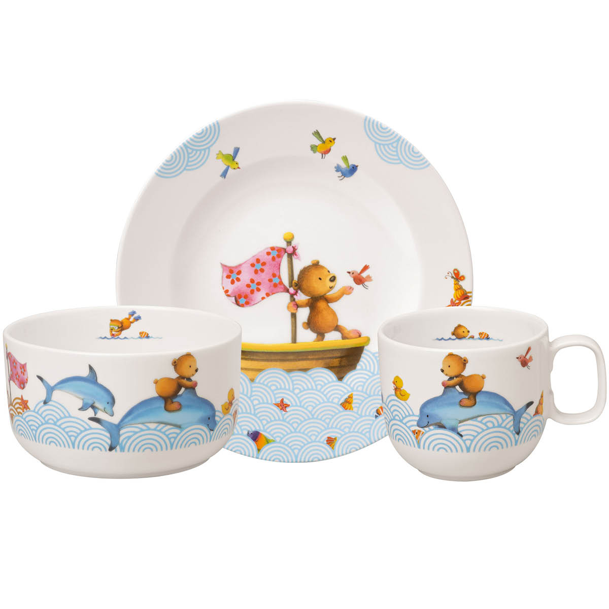 Villeroy & Boch - Happy as a Bear Lasten astiasto 3 osaa Sininen