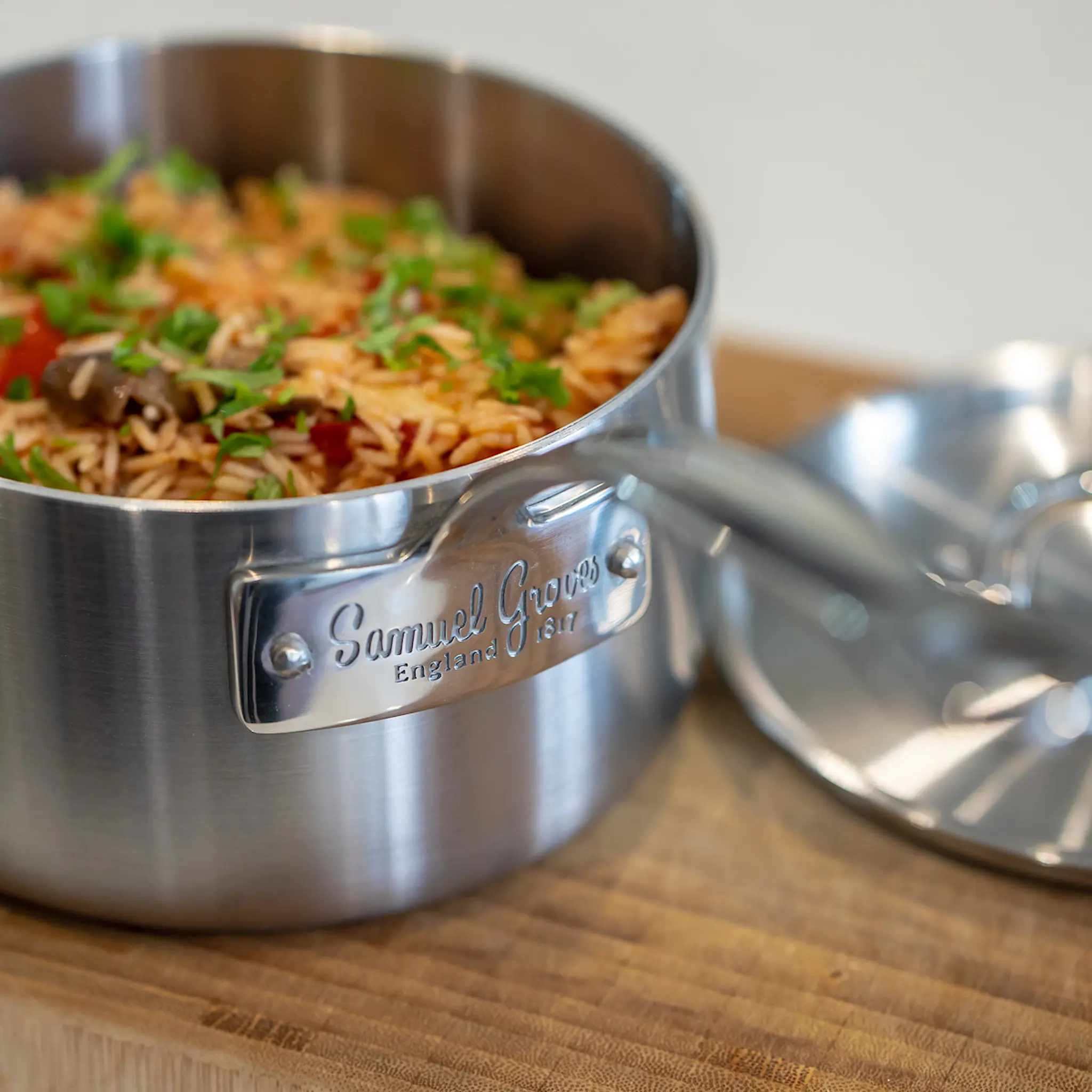 Samuel Groves Kasserolle med lokk 1,5L rustfritt stål