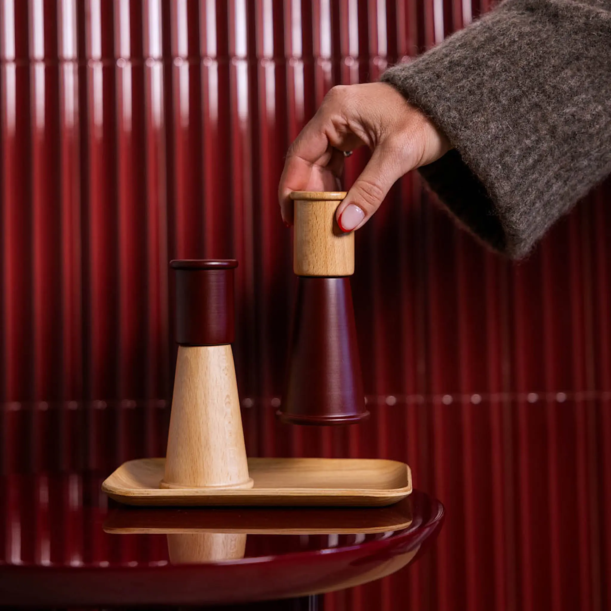 Sagaform Gurken salt- og pepperkvern 15 cm 2 stk mørk rød/brun