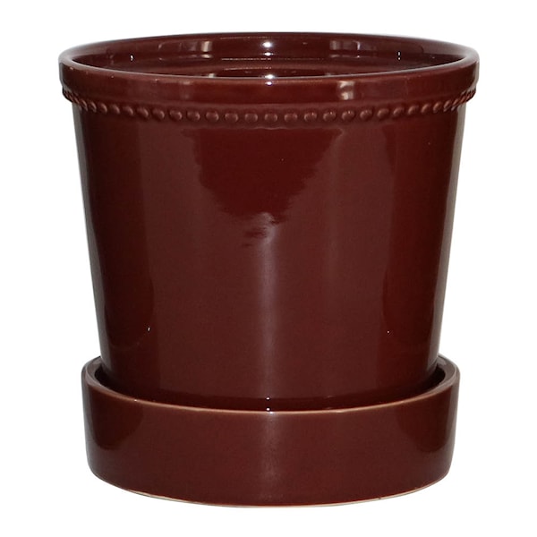 Karmen kruka med fat 13,6 cm bordeaux