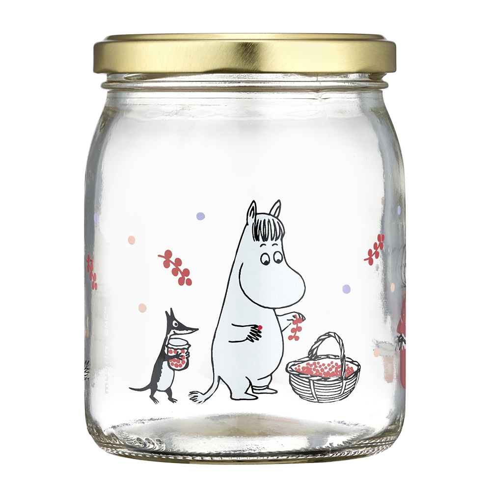 Muurla Mumin glasburk med 4 klistermärken 0,5 L bär klar