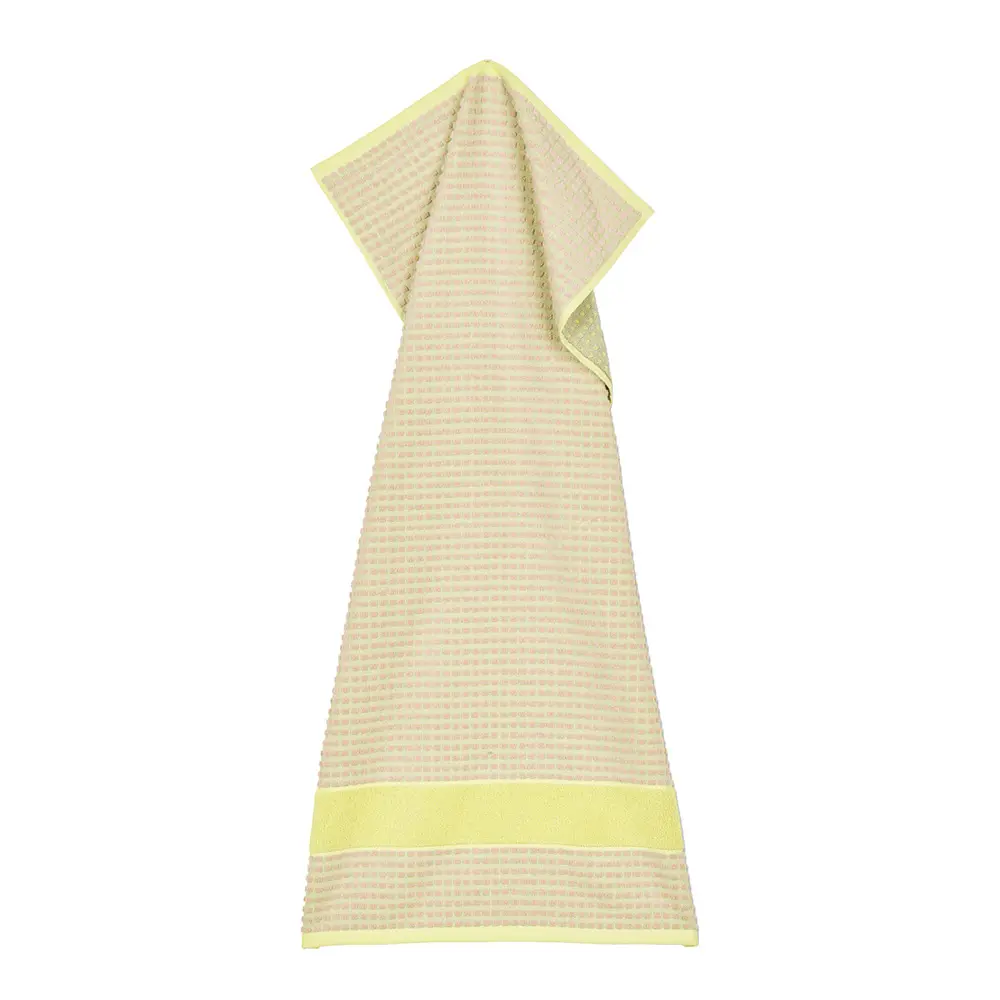 Check håndkle 50x100 cm gul/rosa