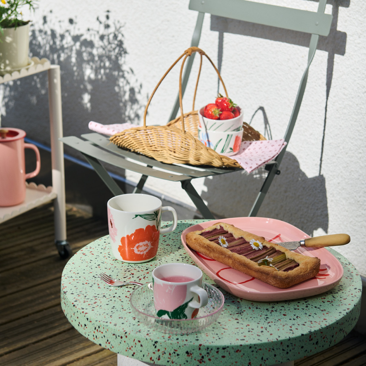 Marimekko Puutarhakutsut frokostsett 4 deler hvit/grønn/oransje