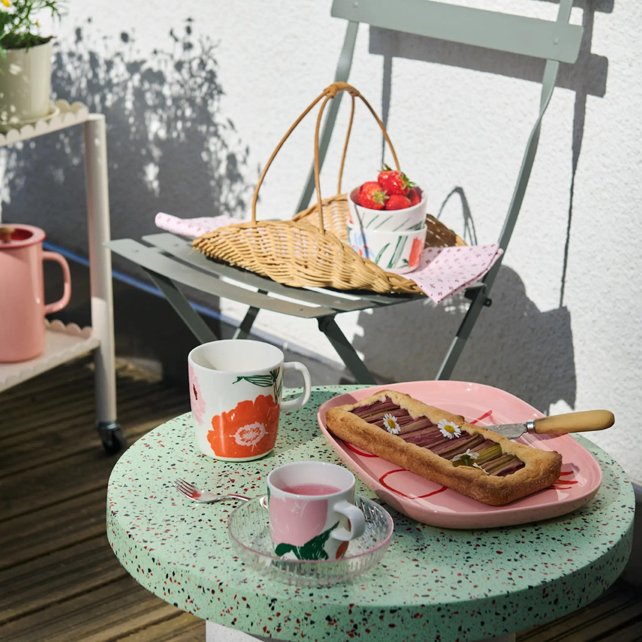 Marimekko Puutarhakutsut frukostset 4 delar vit/grön/orange