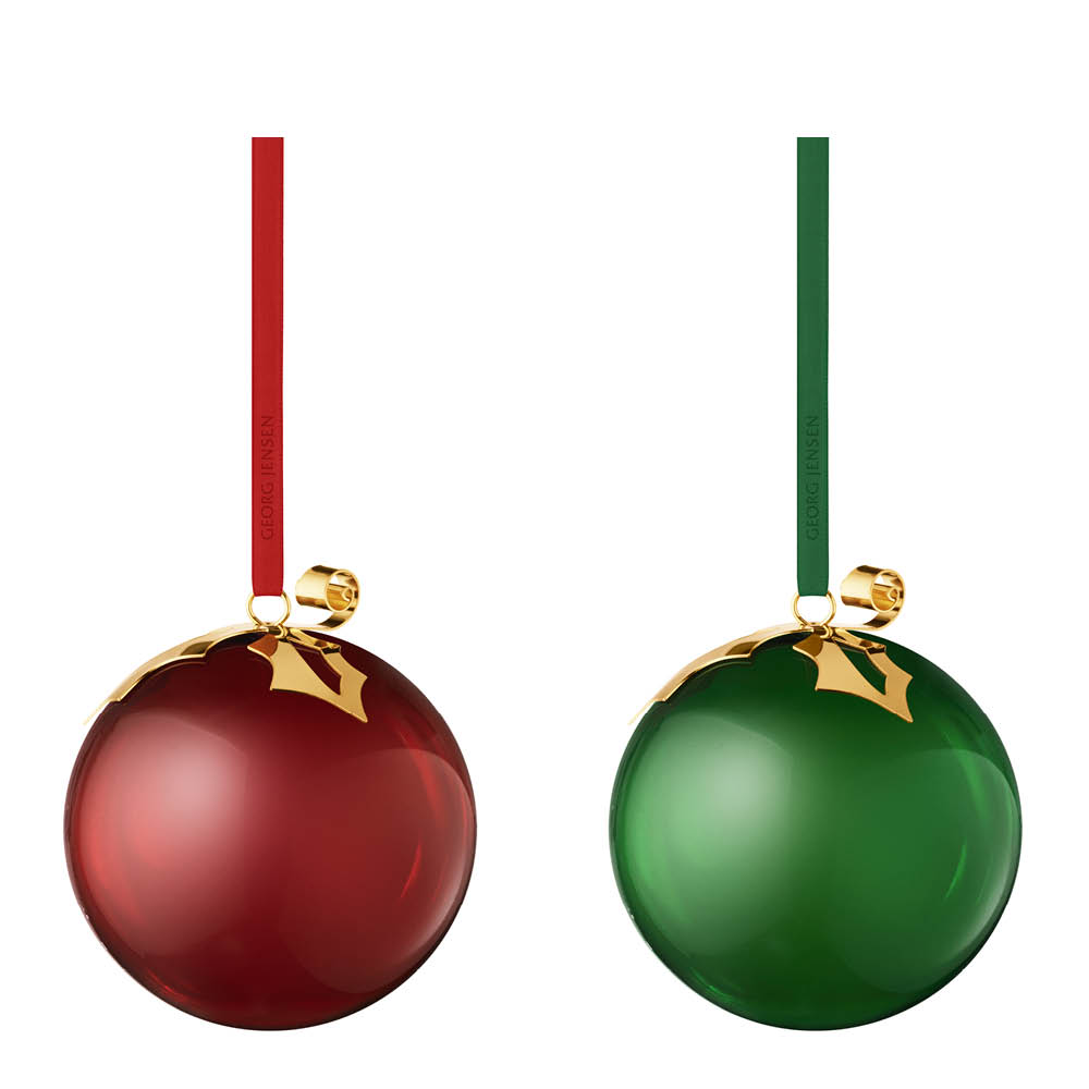 Georg Jensen 2026 glaskulor 9,2 cm 2-pack grön/röd