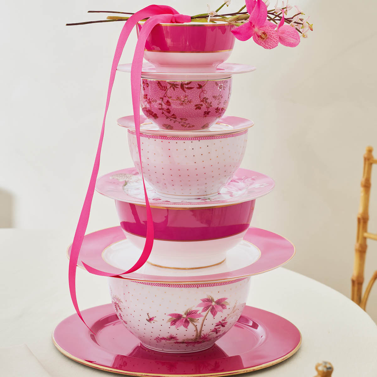 Pip Studio Jolie Flowers skål 12 cm rosa