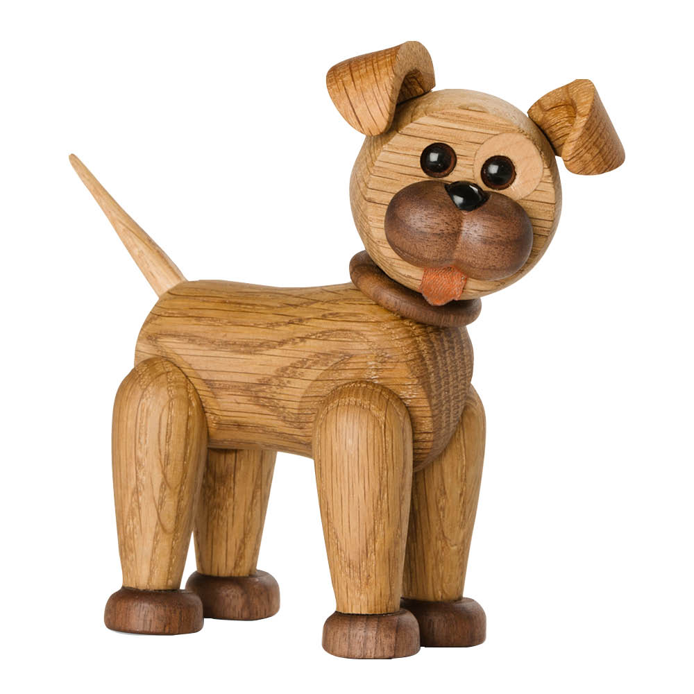 Spring Copenhagen - Happy Dog Puufiguuri 13,5 cm Tammi