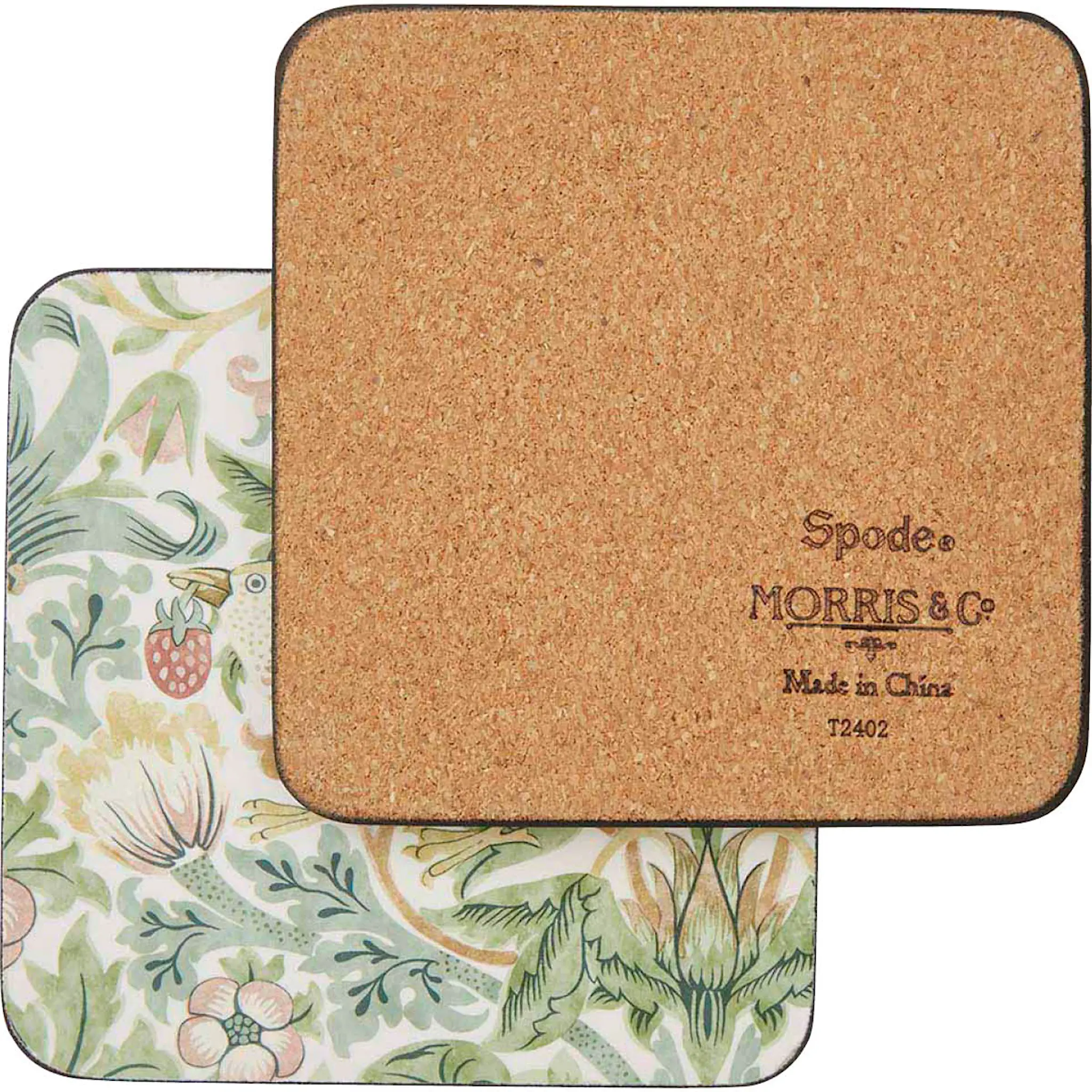 Spode Morris & Co Strawberry Thief glassunderlag 6 stk grønn