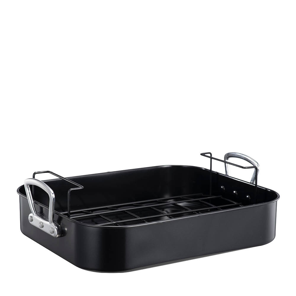 Modern House Kitchen Essentials uunivuoka kahvalla 40x32x12 cm teräs/musta