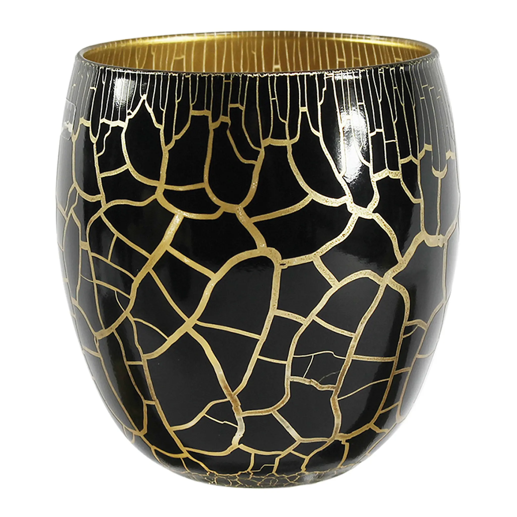 Nybro Crystal Croco Ljuslykta 10 cm Svart/Guld