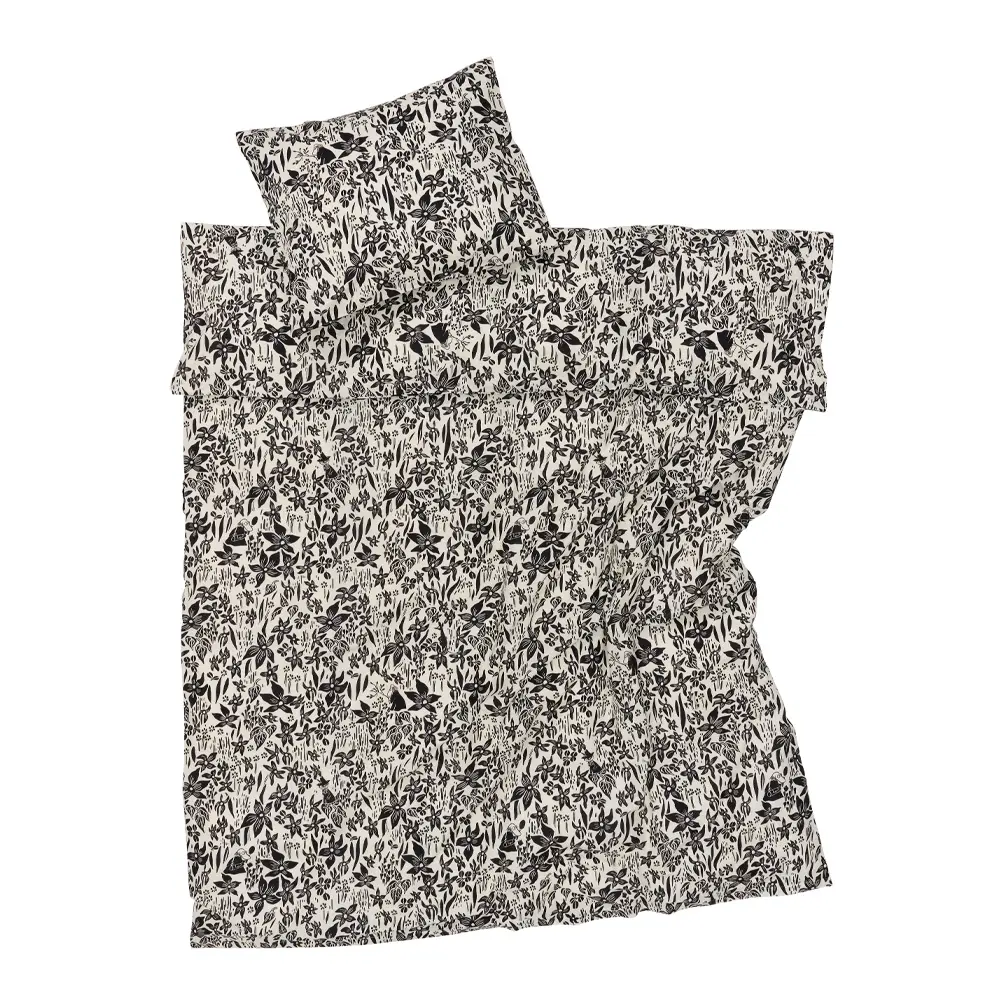 Muumi Pussilakanasetti Lilja 150x210 cm Musta/Valkoinen