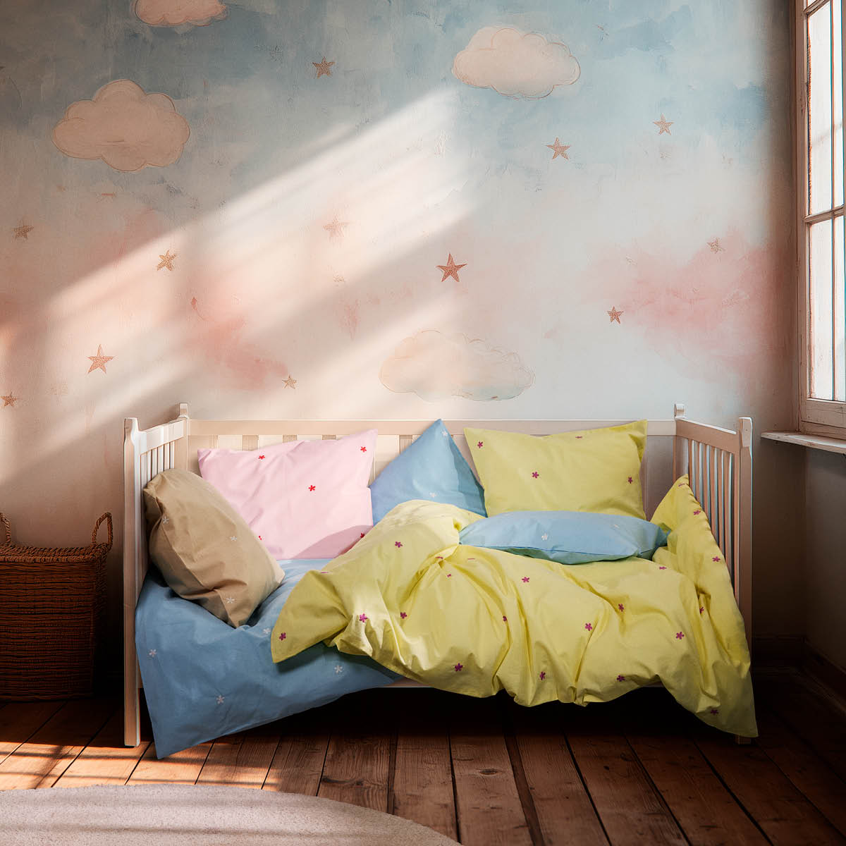 Juna Daisy påslakanset baby 70x100 cm ljusblå