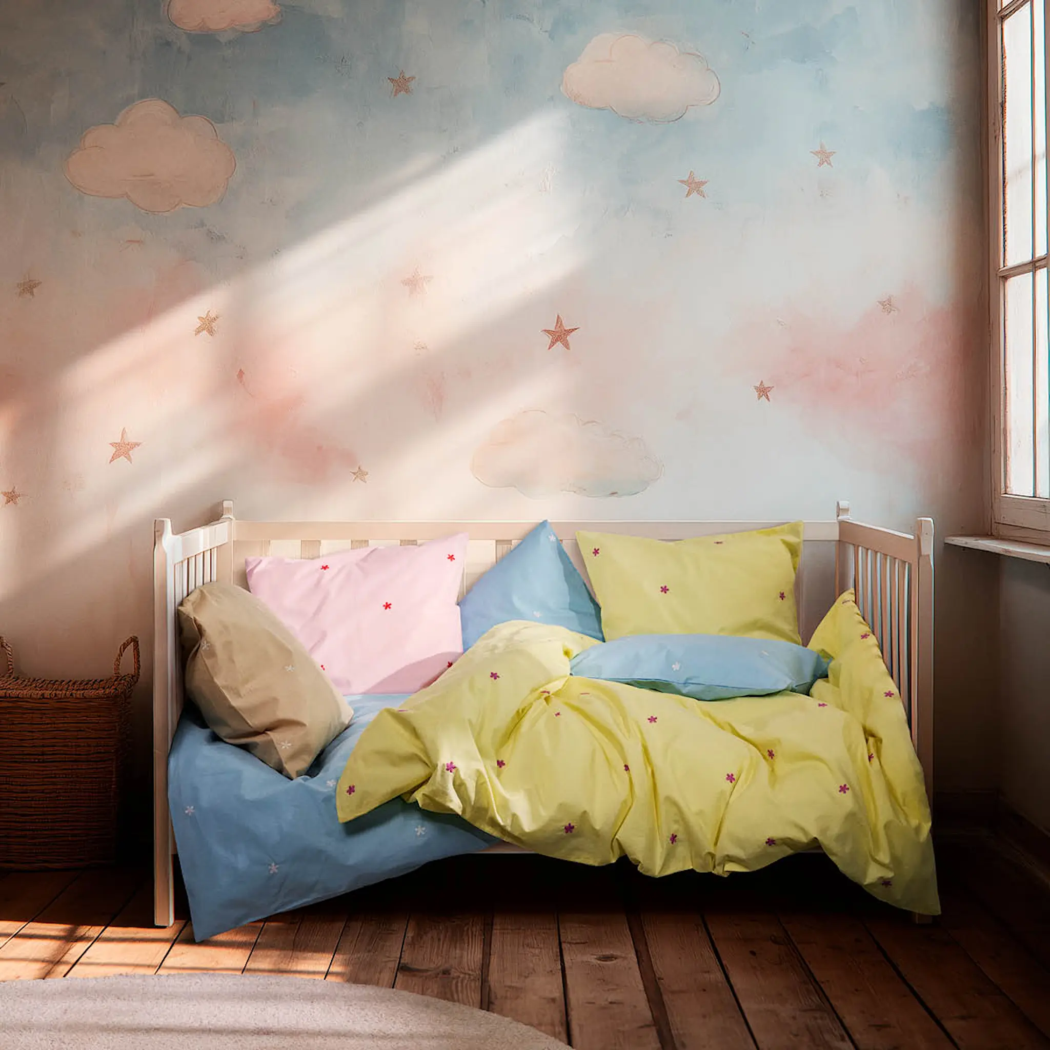 Juna Daisy påslakanset baby 70x100 cm ljusblå