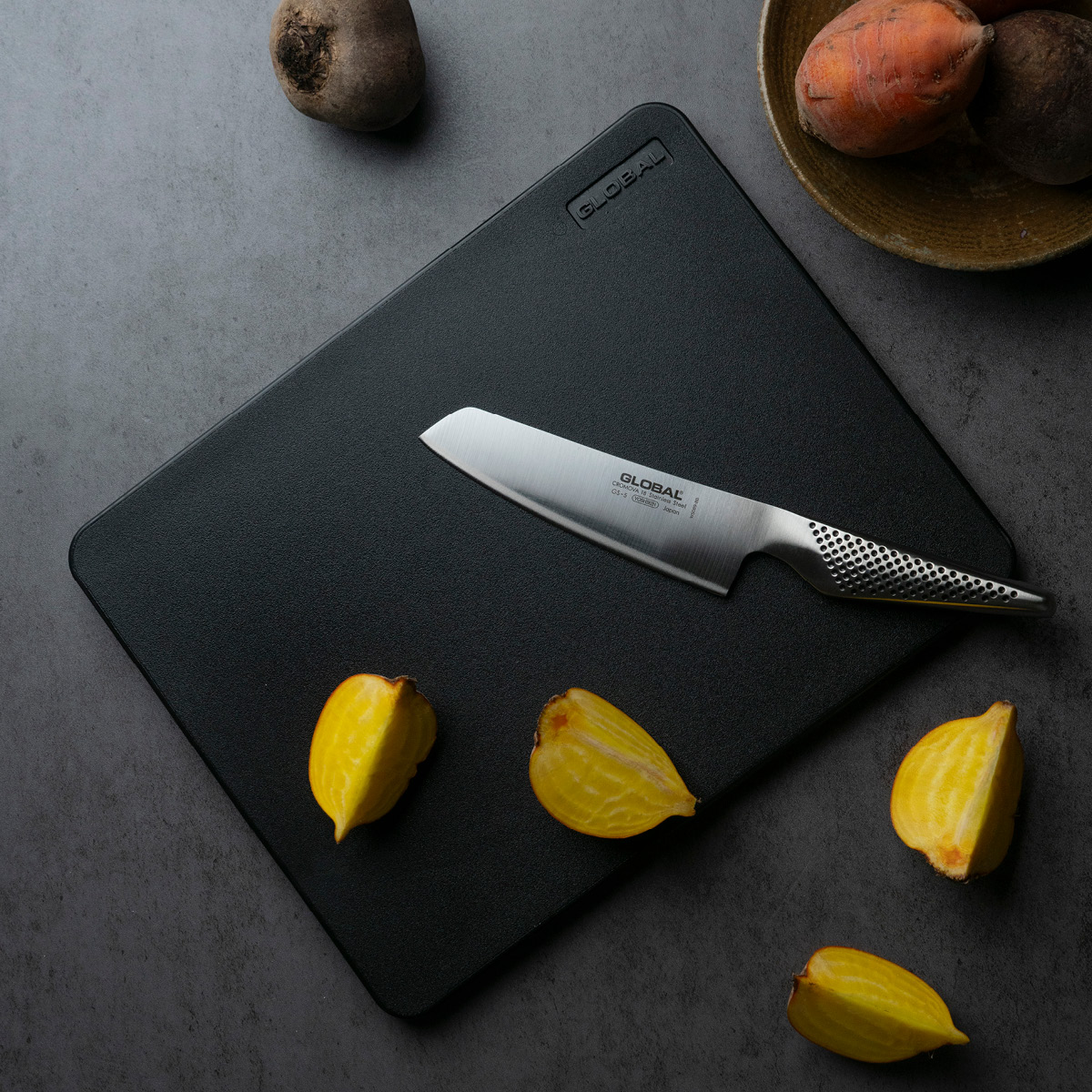 Global Skjærebrett av sukkerrør 32x25 cm svart