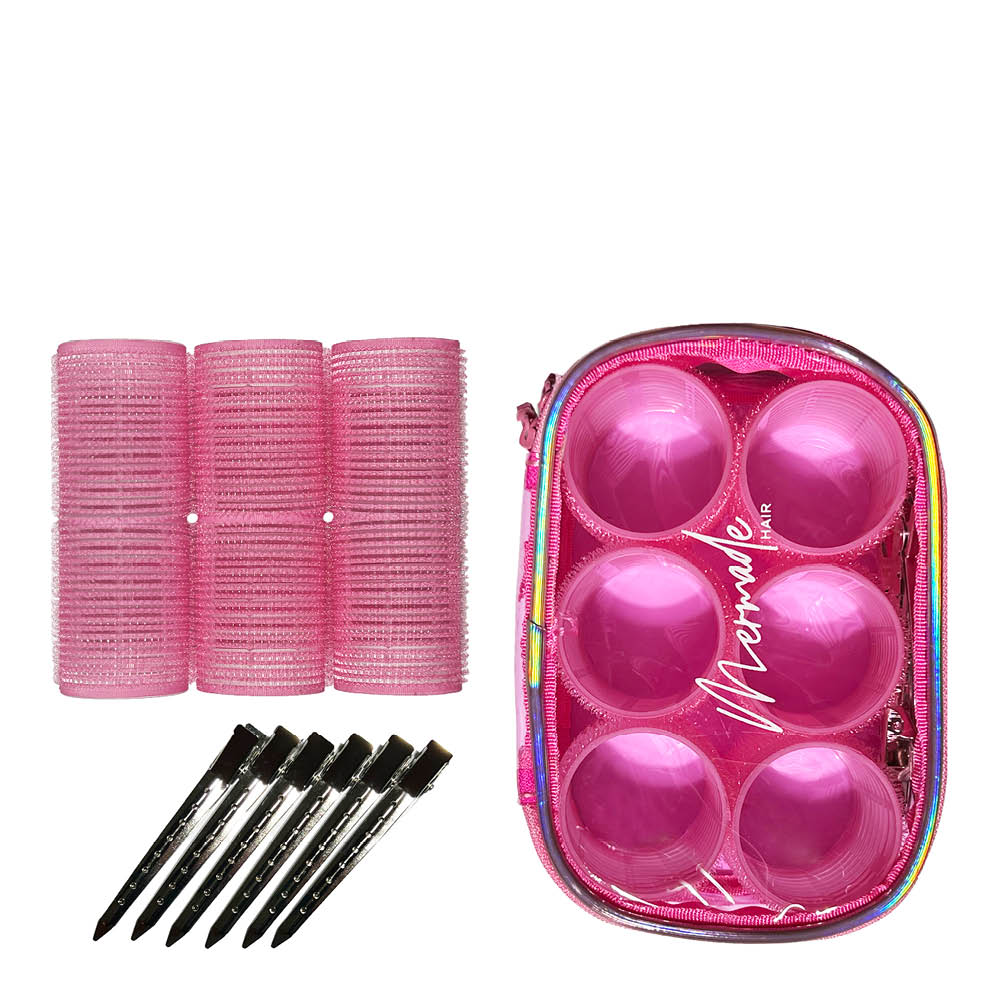 Mermade Hårruller borrelås 6 stk rosa