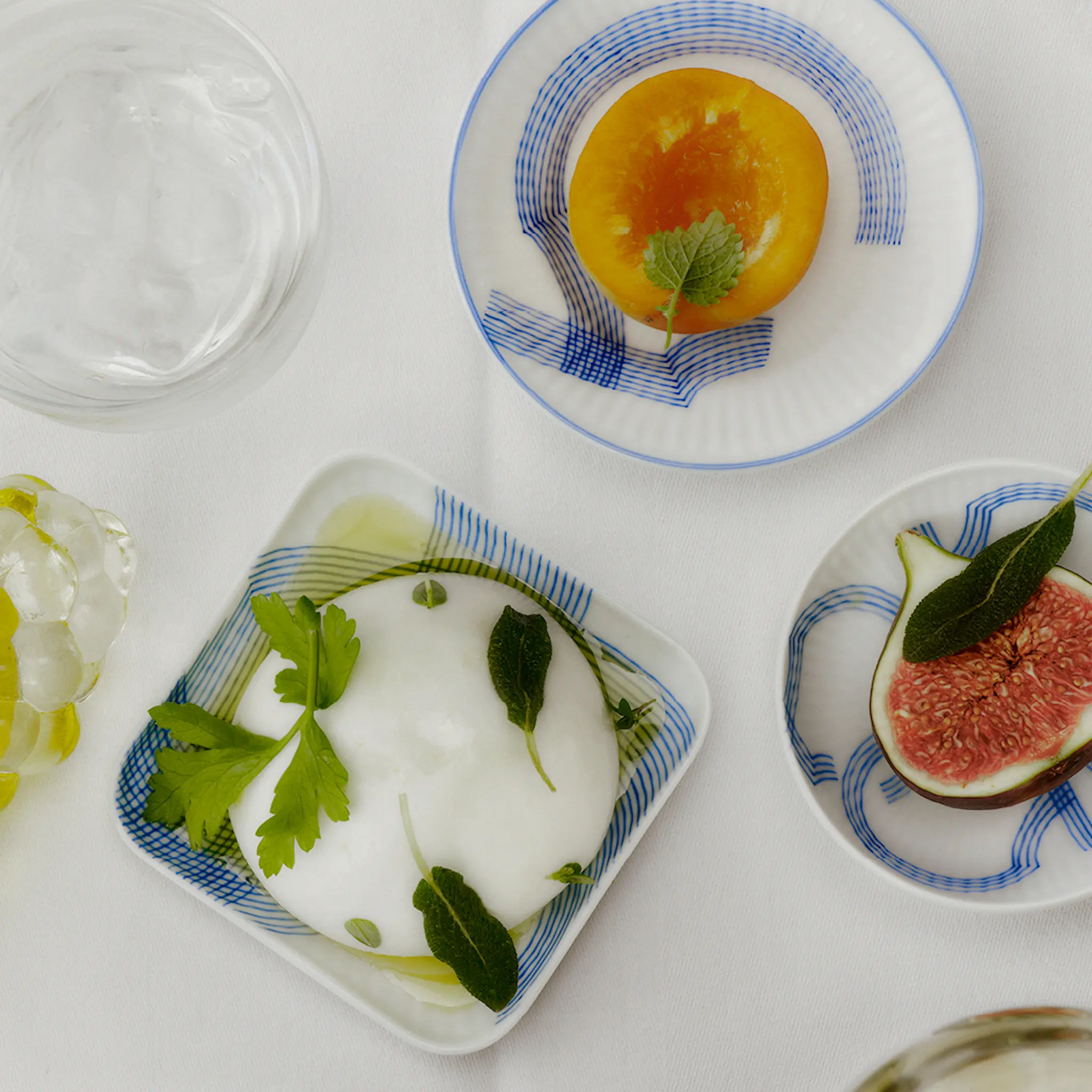 Royal Copenhagen Motif små fat 3 delar blå/vit