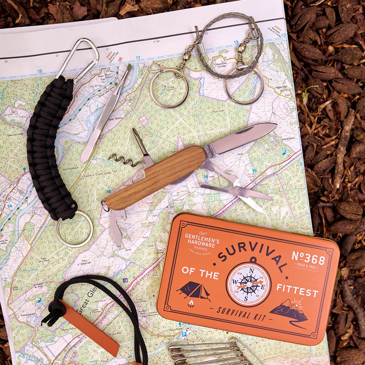 Gentlemen's Hardware Överlevnadskit i plåtask orange