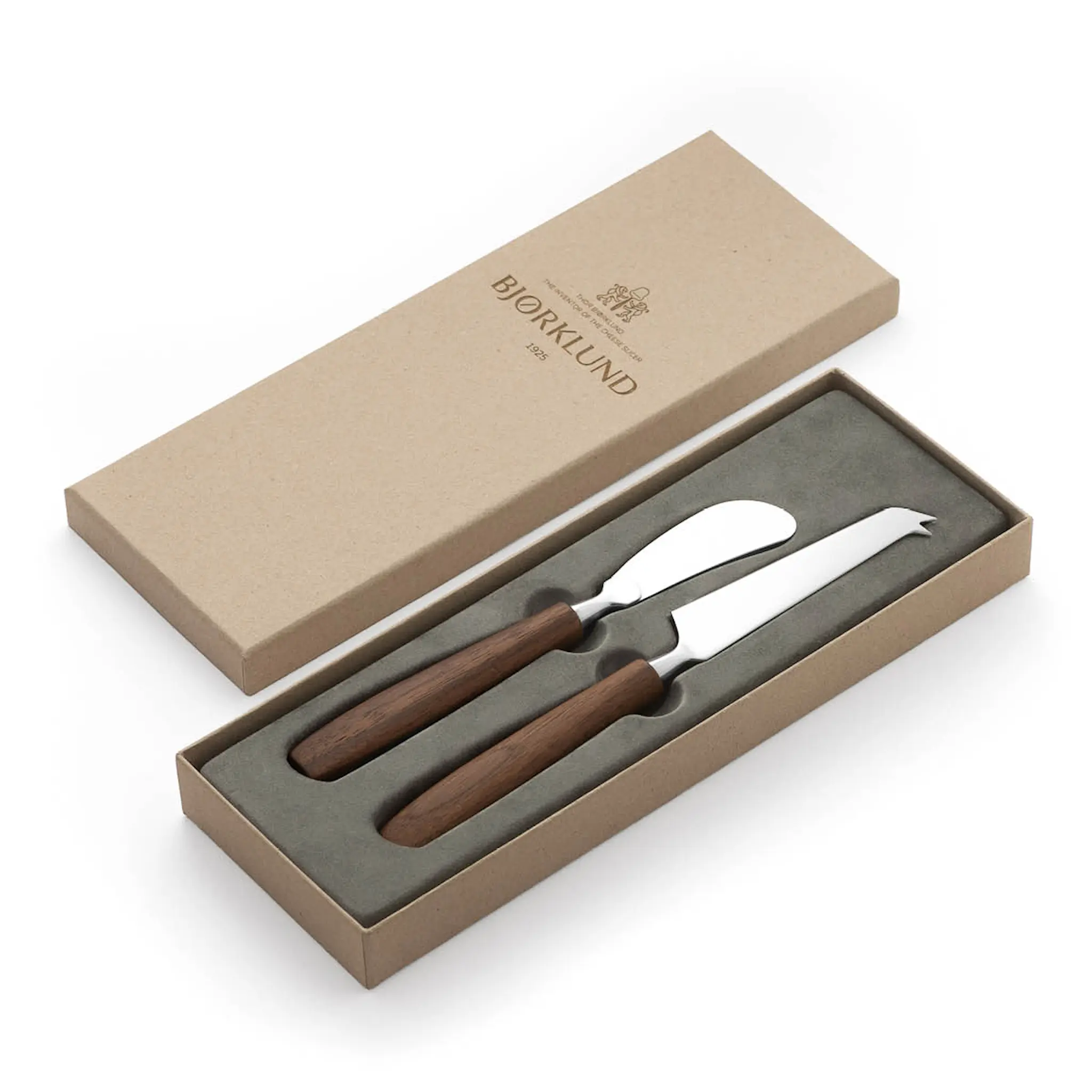 Bjørklund Träskaft knivset med ost- och smörkniv valnöt