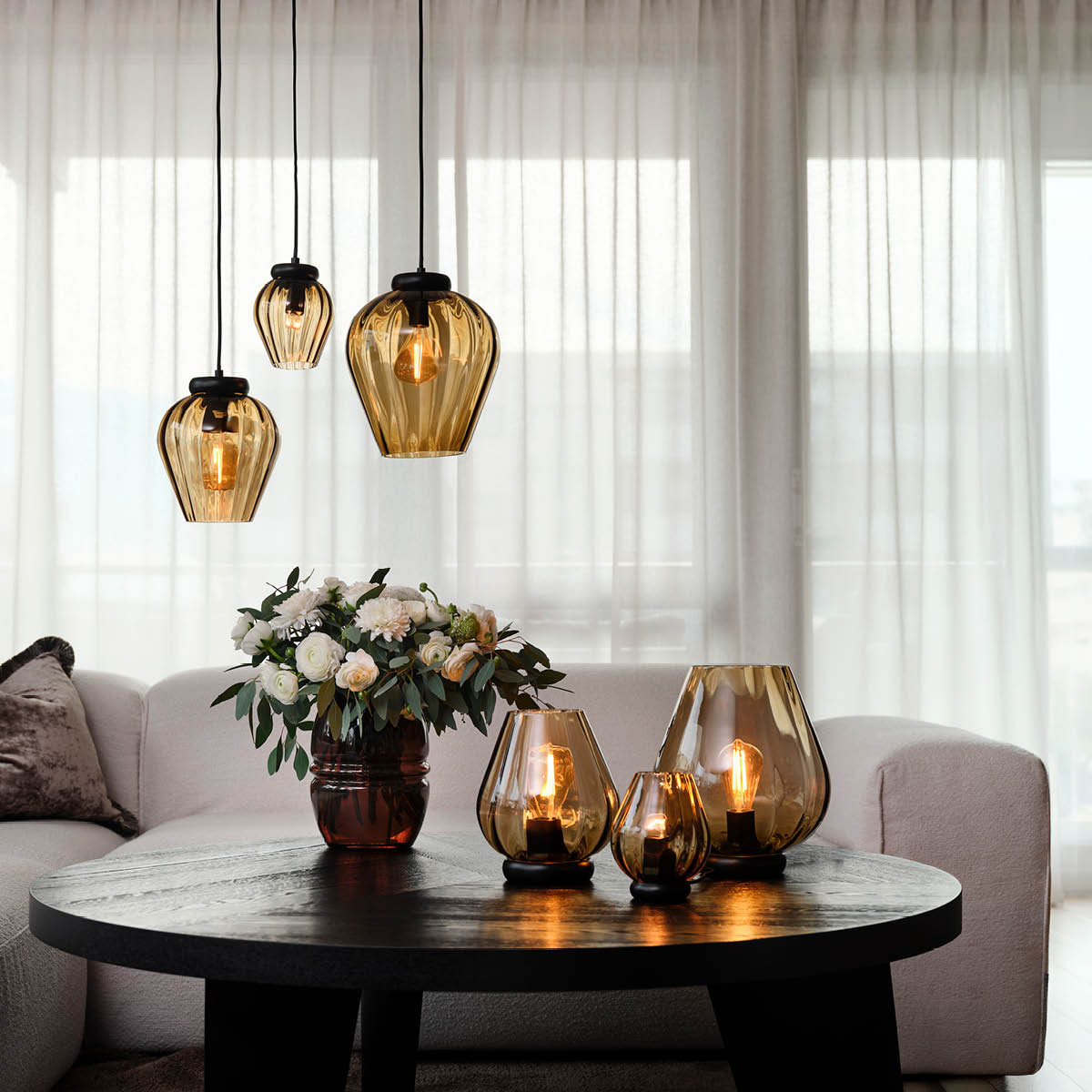 Magnor Rocks taklampe 24 cm caramel