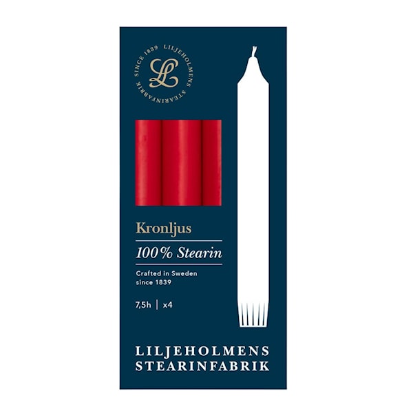 Kronljus 20 cm 4-pack röd