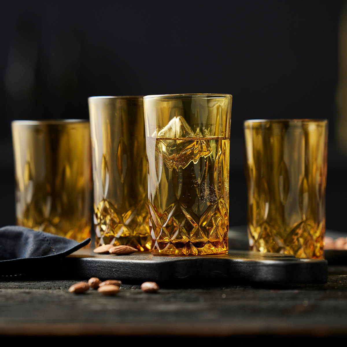 Lyngby Glas Sorrento Highball Lasi 38 cl 4 kpl Amber