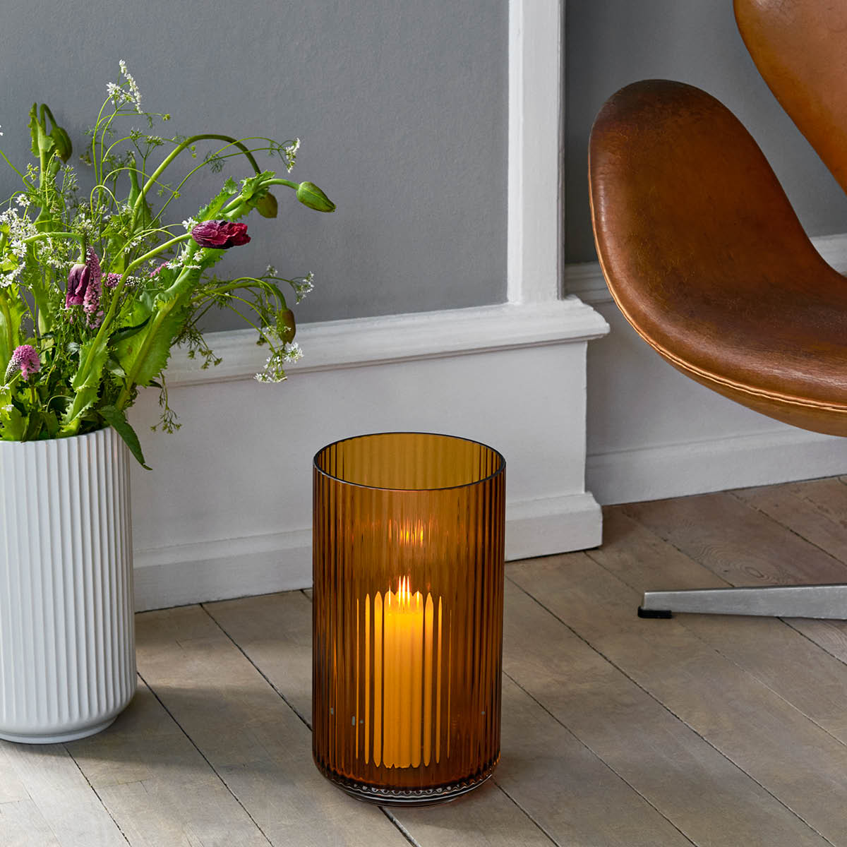 Lyngby Porcelæn Vase h38 cm amber