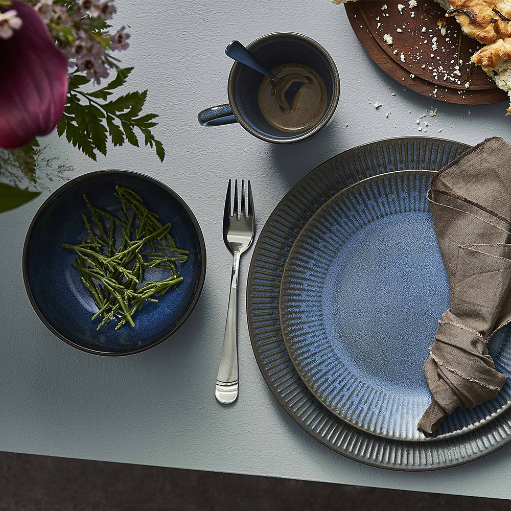 Aida Relief stoneware skål 14 cm blå