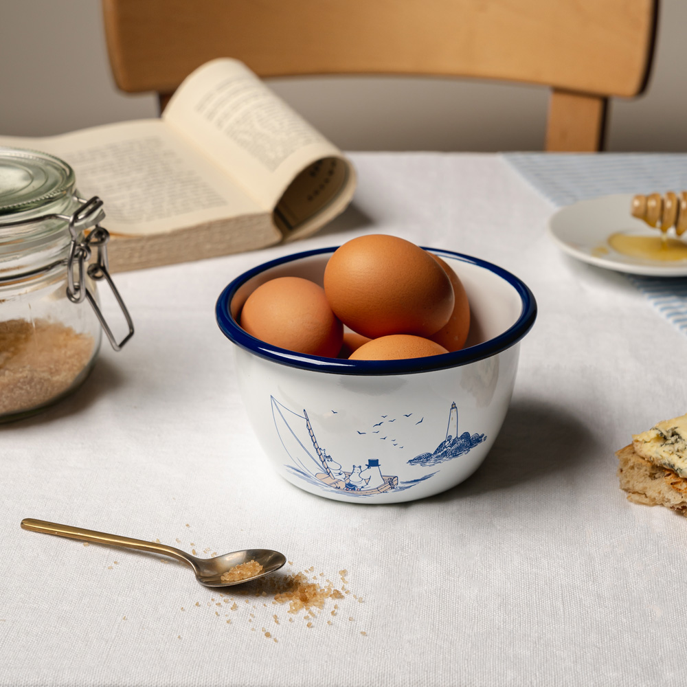 Muurla Mummi emalje skål 60 cl sjømenn hvit