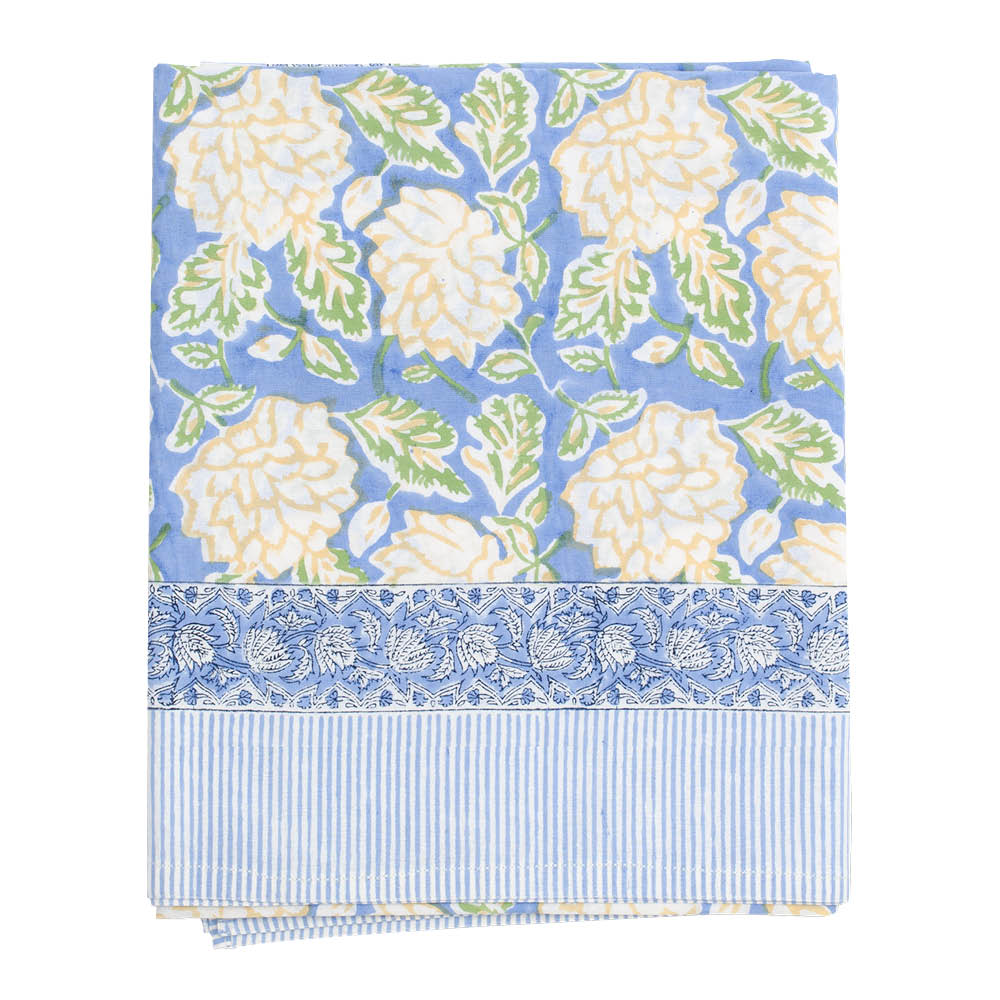 Chamois Dahila duk 170x270 cm blå/gul