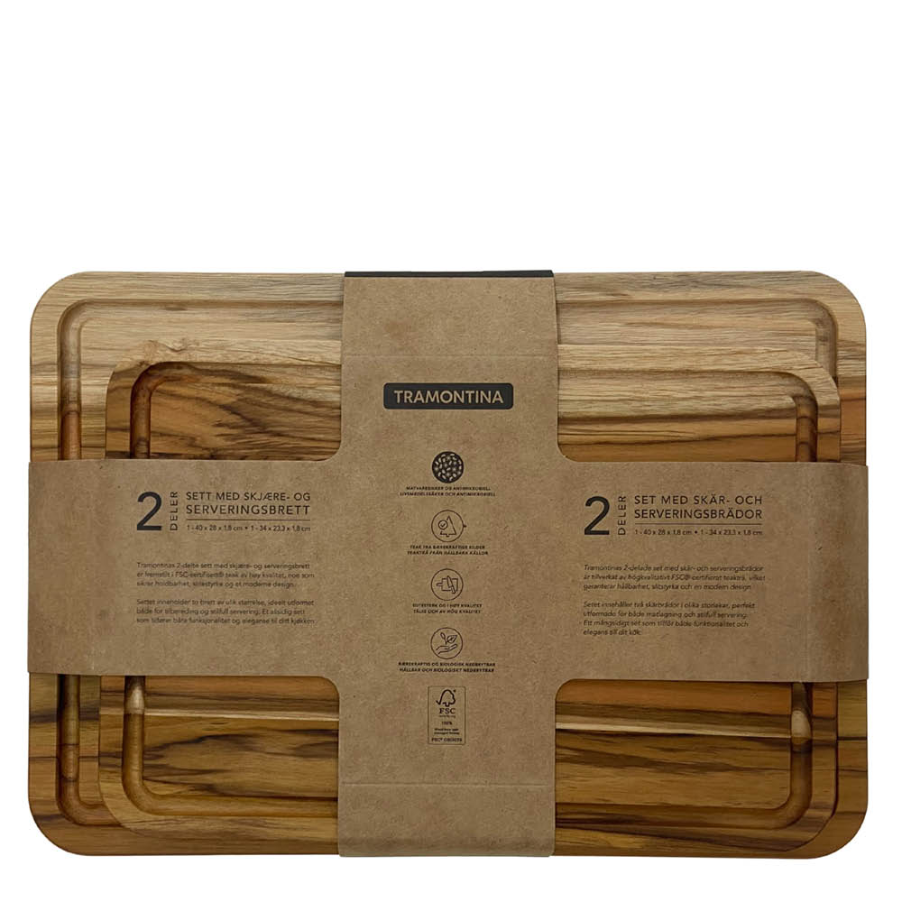 Tramontina Wooden Board skjærefjøl 2 deler teak