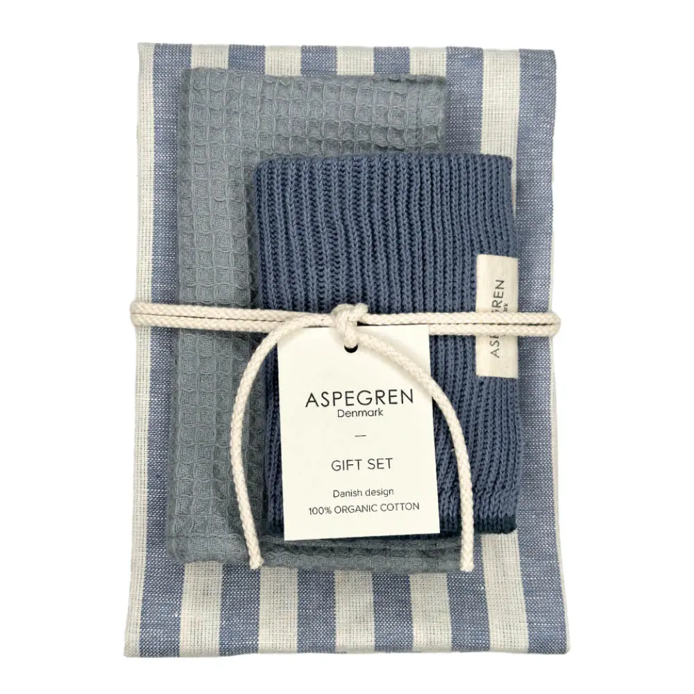 Lahjapakkaus: Keittiöpyyhe 1 kpl & Tiskirätti 3 kpl Merisuola