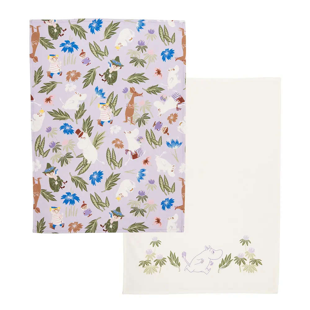 Muumi Keittiöpyyhe 50x70 cm 2 kpl Liila/Offwhite